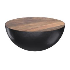 achat table ronde tajy noir et bois