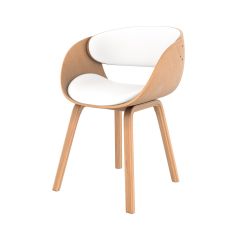 acheter chaise blanche en cuir synthetique et bois clair