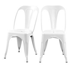 acheter chaise blanche en metal industriel lot de 2