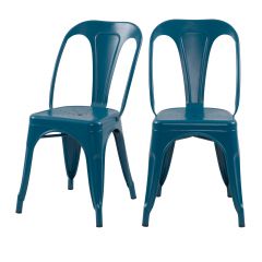 acheter chaise bleue metal industrielle lot de deux