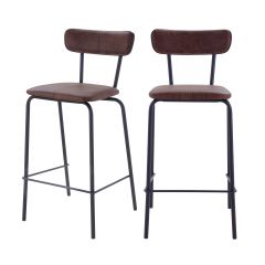 acheter chaise de bar marron fonce cuir synthetique lot de deux