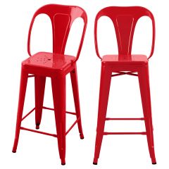 acheter chaise lot de 2 rouge metal
