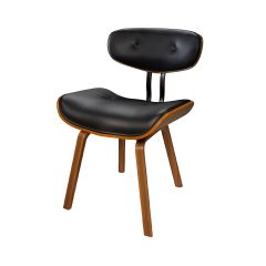 acheter chaise en cuir synthetique noir et bois fonce petrus