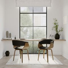 acheter chaise en cuir synthetique noire et en bois