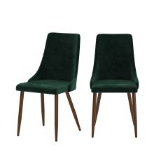 acheter chaise en velours vert fonce pieds bois fonces