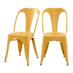 acheter chaise indus jaune en metal lot de 2