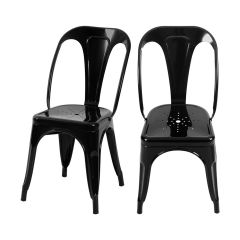 acheter chaise industrielle noire design lot de deux
