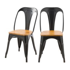 acheter chaise noire en metal et bois