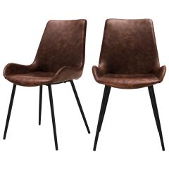 acheter chaise marron cuir synthetique lot de 2