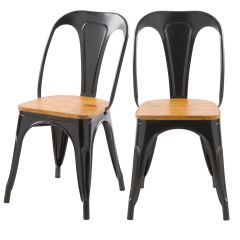 acheter chaise noire en metal et bois