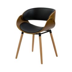 acheter fauteuil en bois et cuir synthetique noir