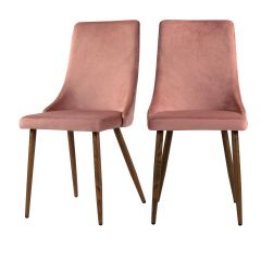 acheter chaise rose en velours lot de 2
