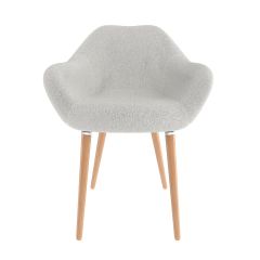 acheter chaise tissu boucl_ blanc cass_ scandinave pieds en bois d h_tre