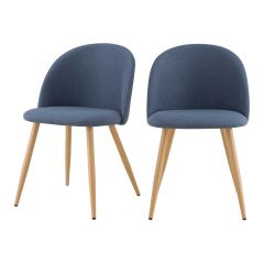 acheter chaise velours bleu gris scandinave lot de 2