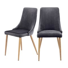 acheter chaise scandinave velours gris lot de 2