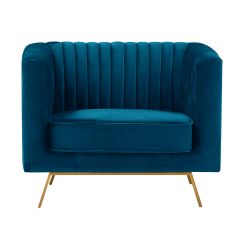 acheter fauteuil bleu fonce velours