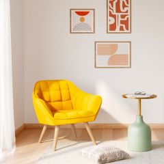 acheter fauteuil en tissu jaune confortable