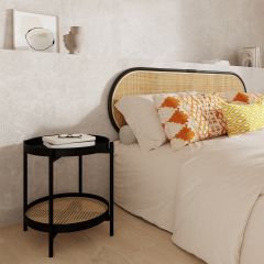 acheter tete de lit en rotin noir 140 cm