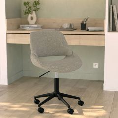 chaise de bureau tissu boucle beige pivotante et reglable dune