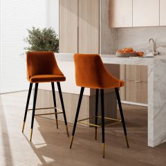 aristote chaise de bar orange pieds metal lot de 2 focus
