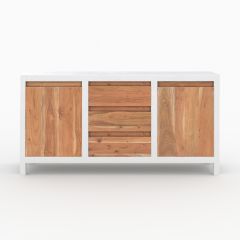 Buffet Tierra en béton blanc cassé et bois d'acacia