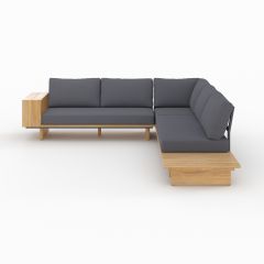 Canapé d'angle de jardin Seya en bois et tissu gris 4 places