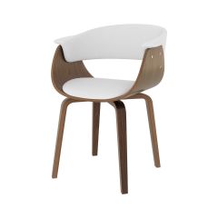 chaise basile blanche en bois et cuir snthetique