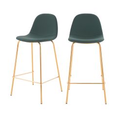 chaise de bar en cuir synthetique verte lot de 2 65 cm