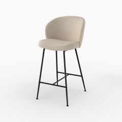 Chaise de bar Groom en tissu bouclé beige 66 cm