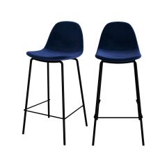 chaise de bar henrik bleu en velours 65cm
                            