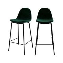 chaise de bar henrik vert fonce pieds metal noir
                            