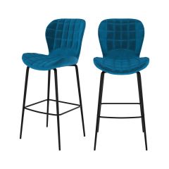 chaise de bar mazzia en velourd bleu