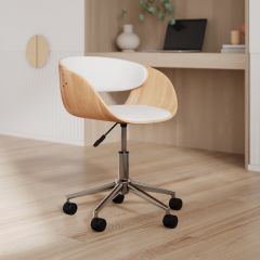 chaise de bureau adelmar blanche et bois focus