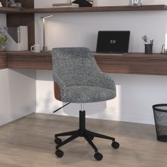 chaise de bureau pivotante reglable tissu gris et bois ninon