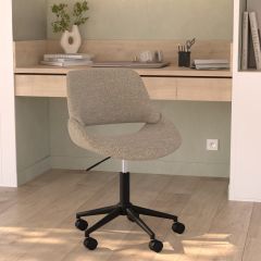 chaise de bureau tissu boucle beige pivotante et reglable dune