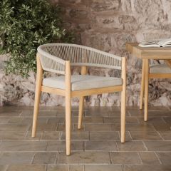 chaise de jardin en bois acacia tissu beige izia focus
