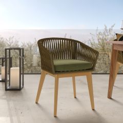 chaise de jardin olive couleur verte pieds bois sangle