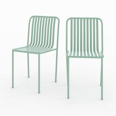 Chaise de jardin Yumi en métal vert clair (lot de 2)