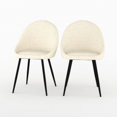 Chaise Rona en tissu bouclé blanc cassé (lot de 2)