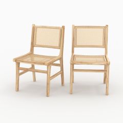 Chaise Kyla en bois de teck et rotin (lot de 2)