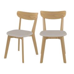 chaise en bois clair tabata tissu beige double