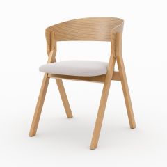 Chaise Héloïse en bois d'hévéa et tissu beige