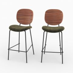 Chaise pour îlot central Simone 65,5 cm en velours vert kaki (lot de 2)