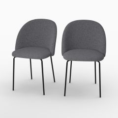 Silla Karl en tejido gris oscuro moteado (juego de 2)