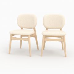 Lot de 2 chaises Paulette en tissu bouclé beige