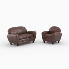 Conjunto de sofá y sillón Club marrón de 3 plazas