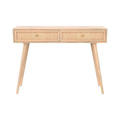 console masala en bois clair et cannage