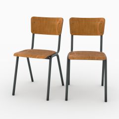 Silla Clem escolar vintage en madera oscura (juego de 2)