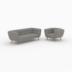 Ensemble canapé et fauteuil Carmen en tissu gris 4 places