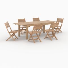 ensemble table et chaise de jardin 6 personnes en bois de teck nido fond beige